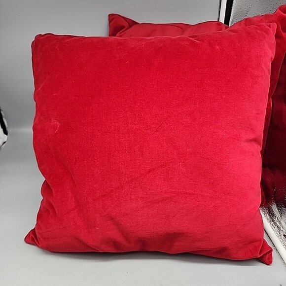Set 2 Pier 1 One Red Velvet Holiday Christmas Reindeer Throw Pillow 16” Square - Picture 5 of 6
